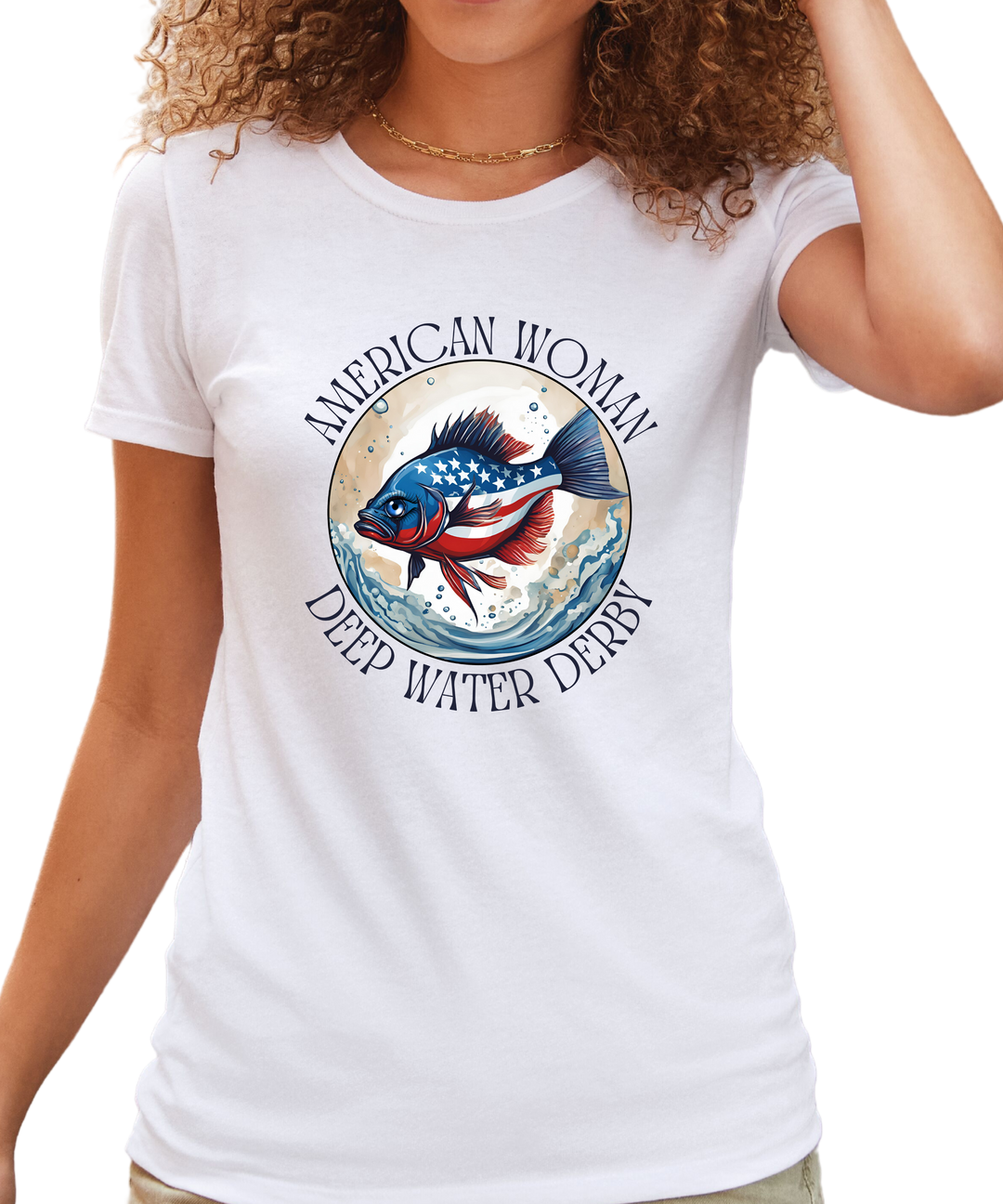 American Woman Deep Water Derby Ladies Cut Relaxed Fit  T-Shirt