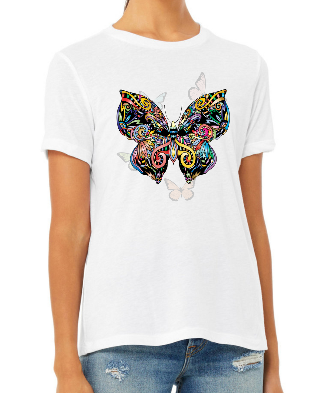 Butterfly Art Ladies Cut Relaxed Fit  T-Shirt