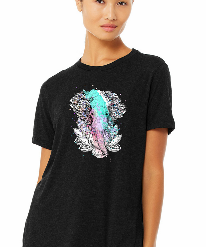 Elephant Art Ladies Cut Relaxed Fit T-Shirt