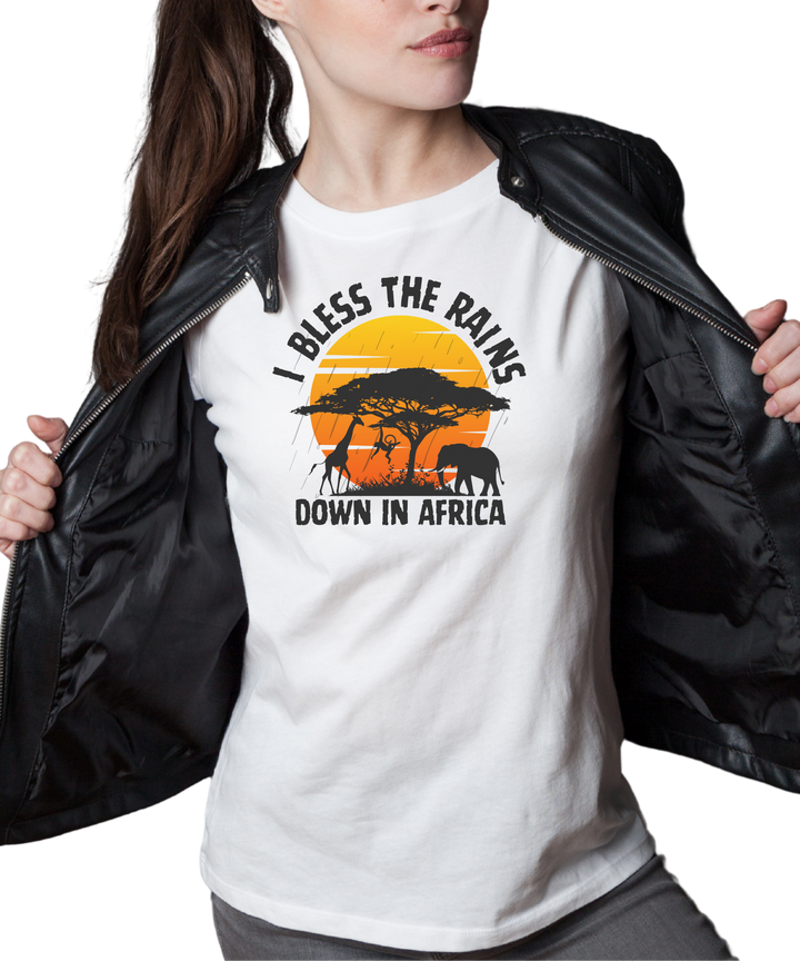 I Bless the Rains Down in Africa Ladies Cut Relaxed Fit T-Shirt