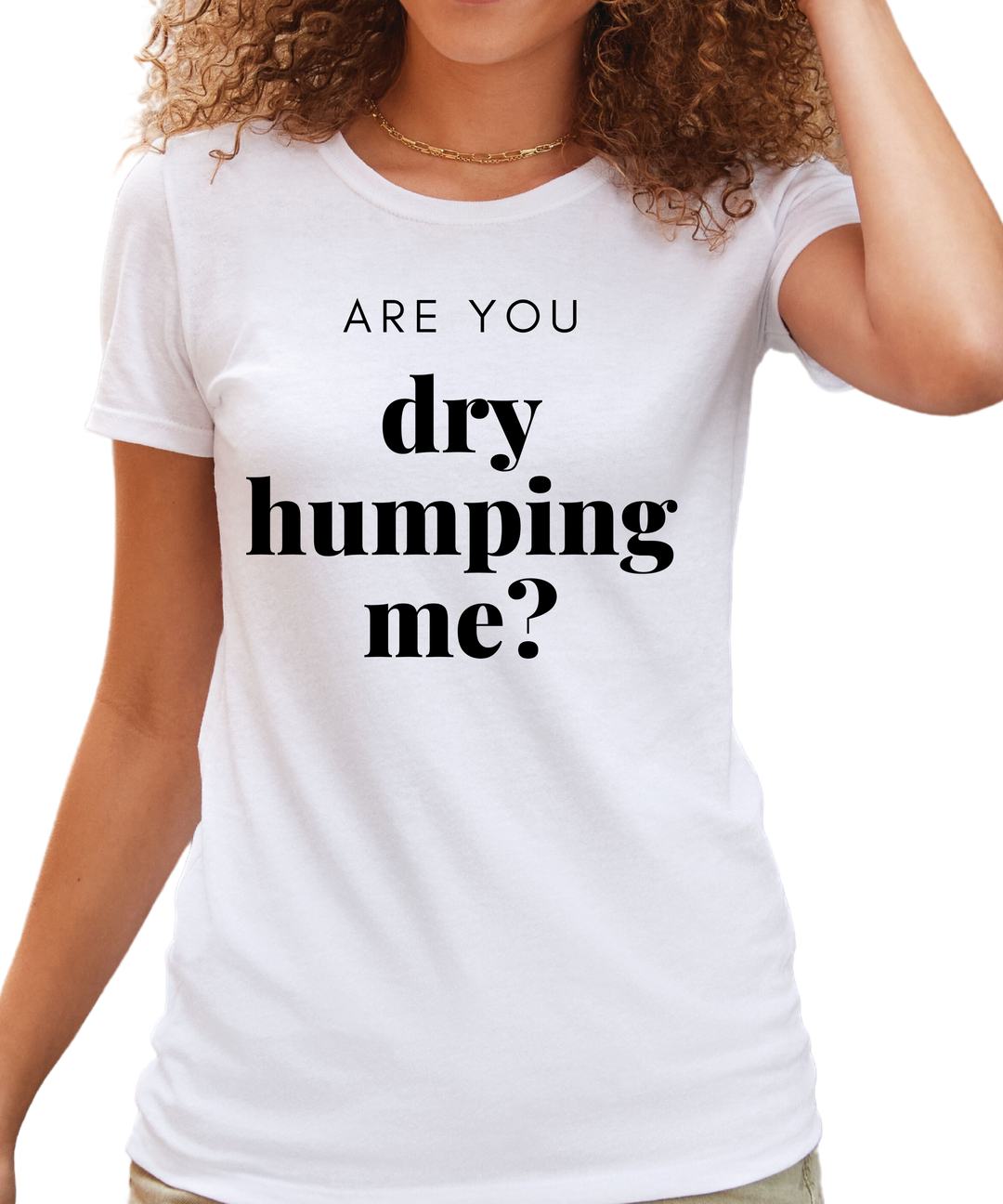 Are You Dry Humping Me Ladies Cut Relaxed Fit T-Shirt