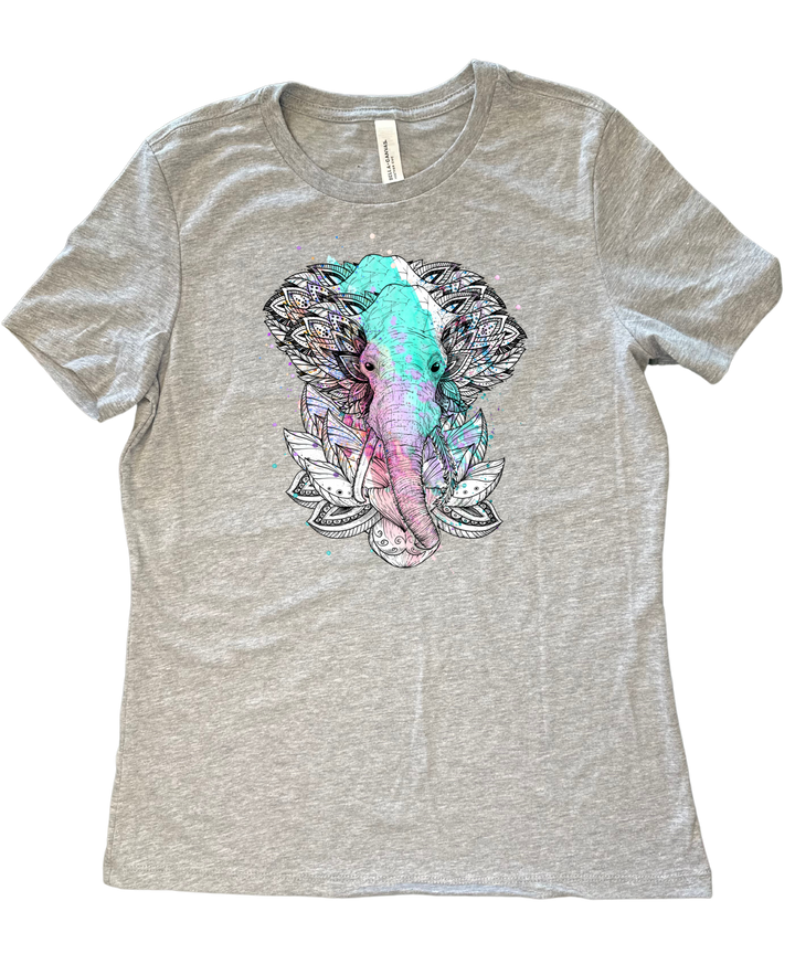 Elephant Art Ladies Cut Relaxed Fit T-Shirt