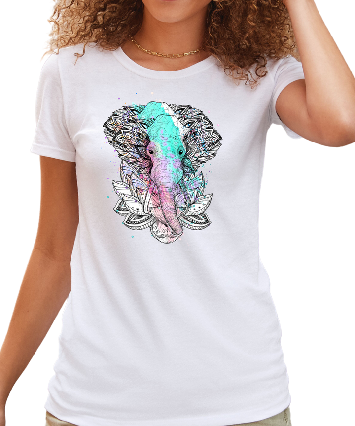 Elephant Art Ladies Cut Relaxed Fit T-Shirt