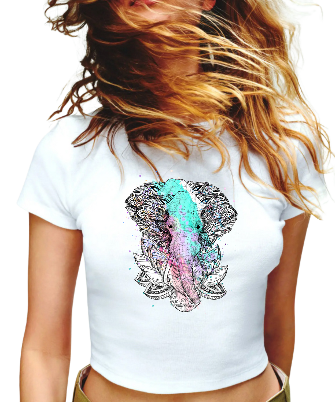 Elephant Art Ladies Crop Top