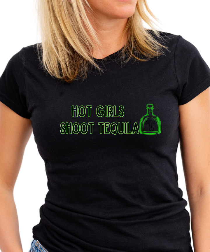 Hot Girls Shoot Tequila Ladies Cut Relaxed Fit T-Shirt