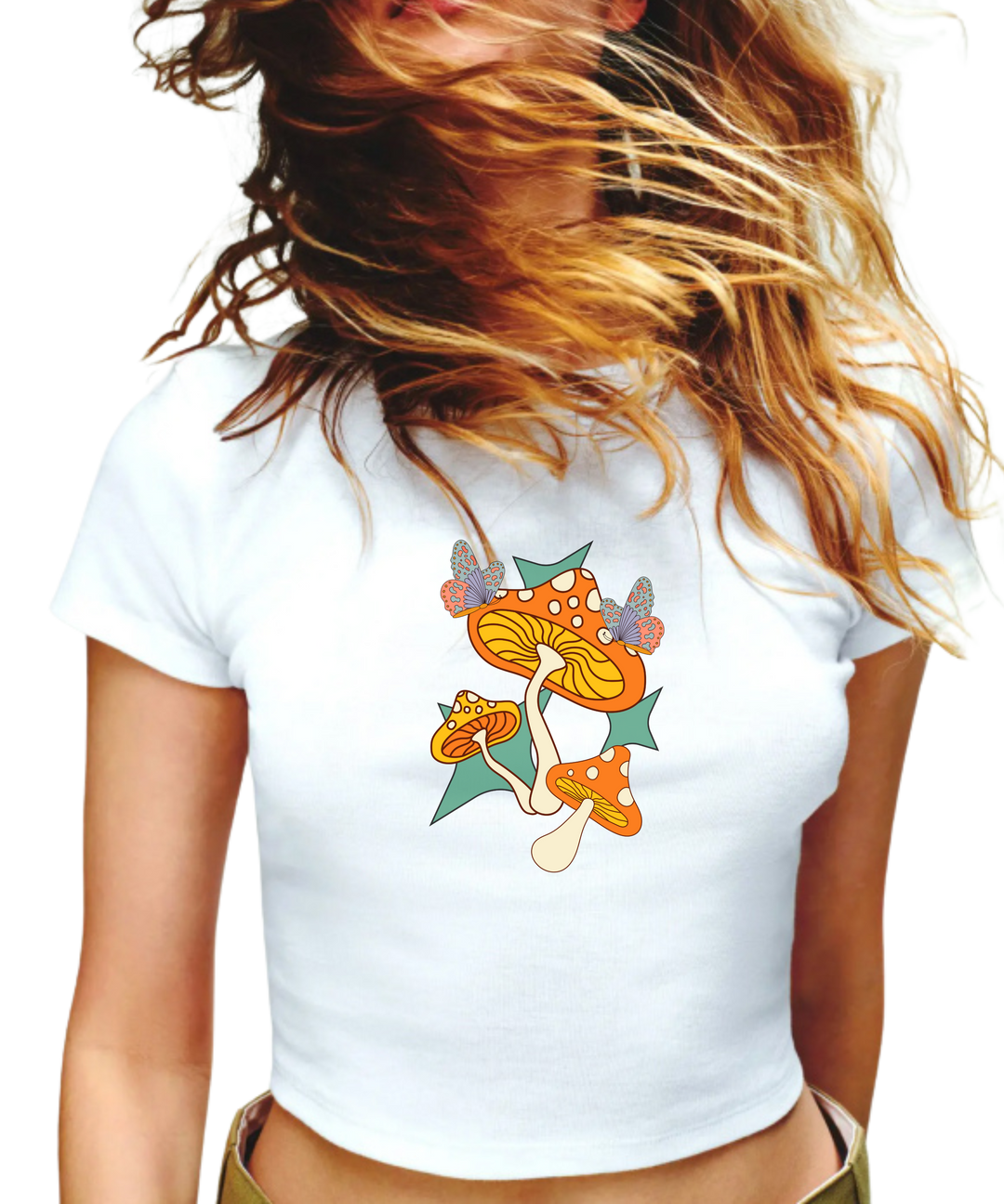 Mushroom Art Ladies Crop Top