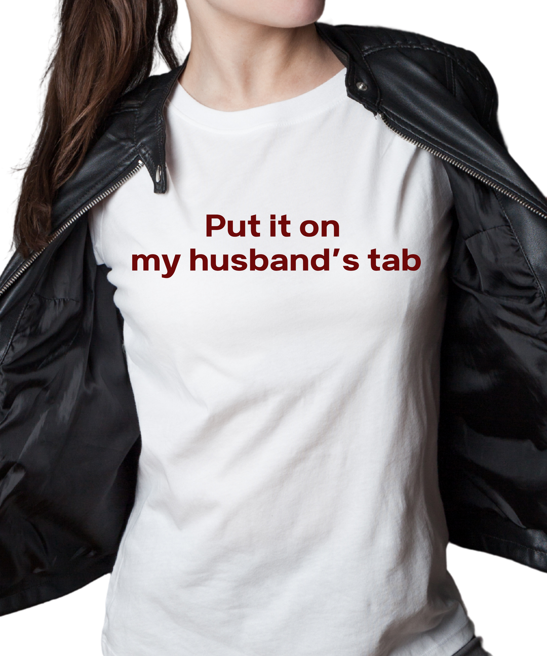 Put It On My Husbands Tab Ladies Cut Relaxed Fit T-Shirt