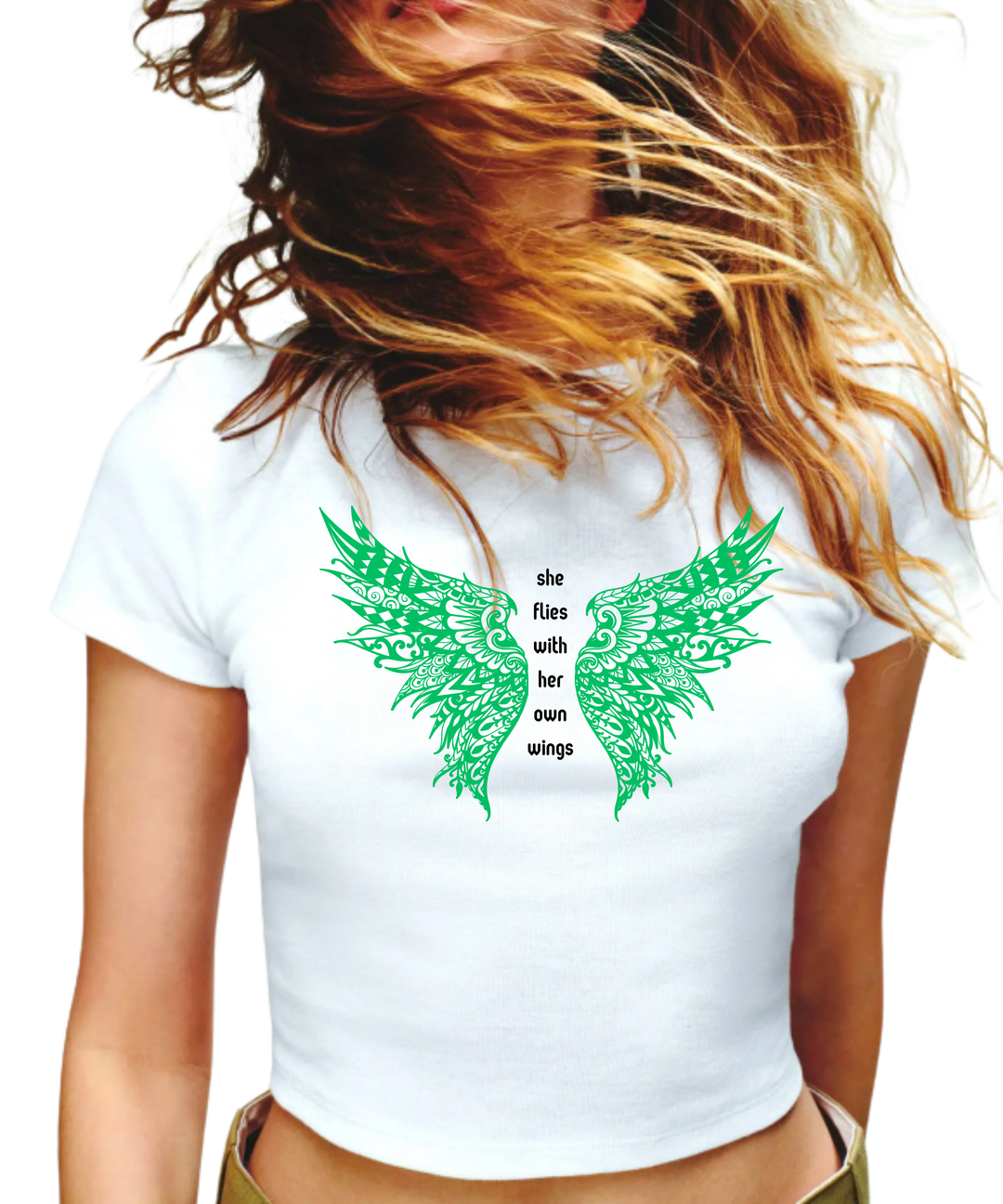 She Flies With Her Own Wings Ladies Crop Top