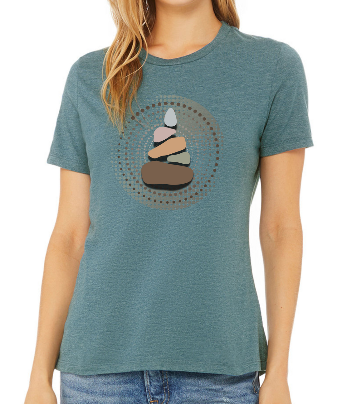 Stacking Rocks Zen Ladies Cut Relaxed Fit  T-Shirt