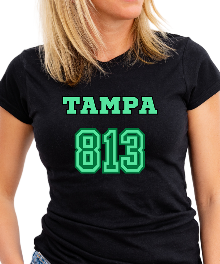 Tampa Area Code 813 Ladies Cut Relaxed Fit T-Shirt