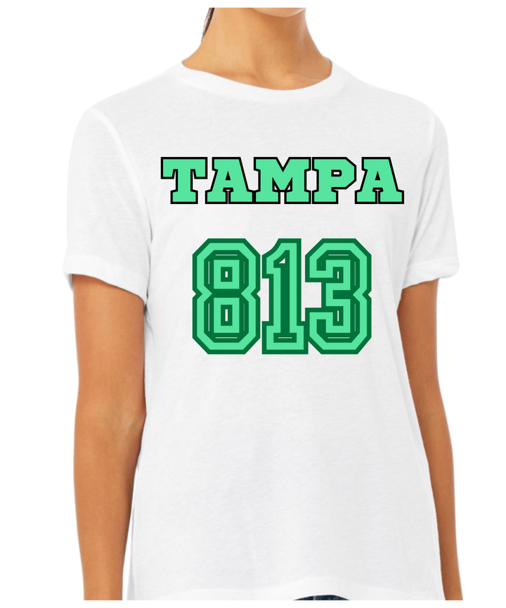 Tampa Area Code 813 Ladies Cut Relaxed Fit T-Shirt